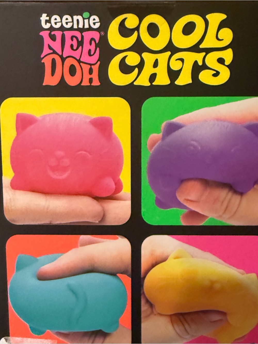 Teenie NEE DOH Cool Cats Squishy Set - Pink, Purple, Teal, Orange - Picture 2 of 3